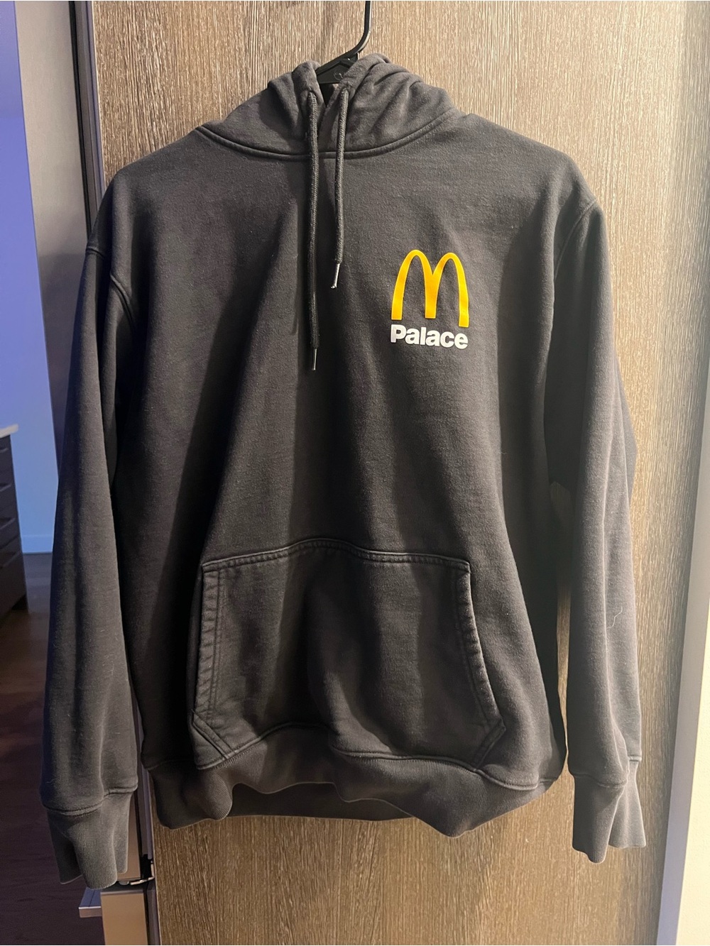 PALACE Black Hoodie with Yellow Arch Logo